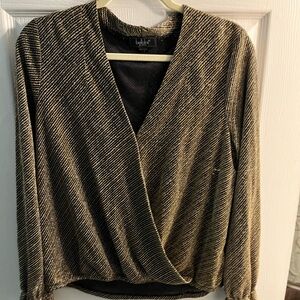 Belldini Black and Gold Shimmer Top